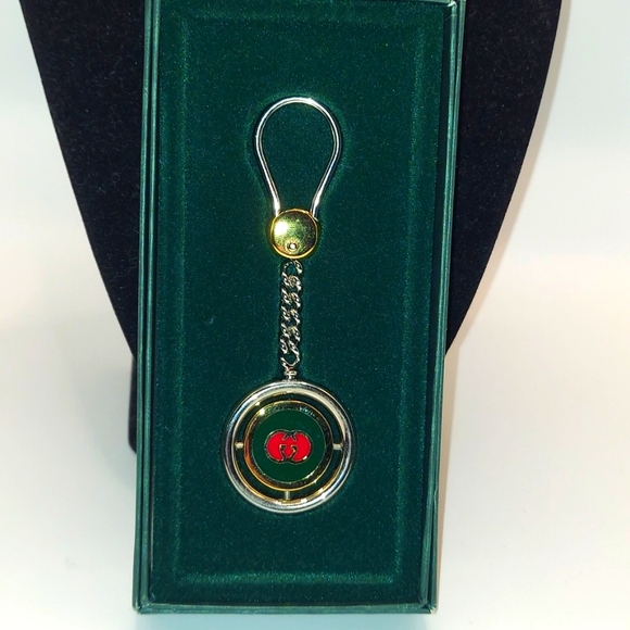 GUCCI vintage Sherry Line Bag Charm/ Key Chain Interlocking GG Logo Gold NIB - Picture 1 of 6